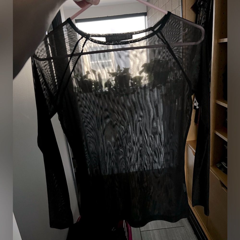 Mesh long sleeve top